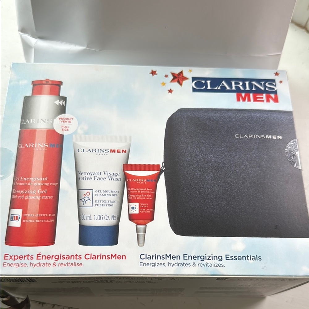 Clarins Men Energizing Essentials Set - Red and Blue